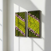 Akış Formu Moss Art – Flat Moss, Reindeer Moss & Kurutulmuş Çiçekli El Yapımı Tasarım