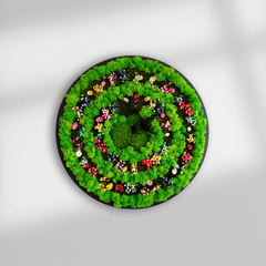 Spiral Form Moss Art – Moss & Kurutulmuş Çiçekli El Yapımı Duvar Dekoru