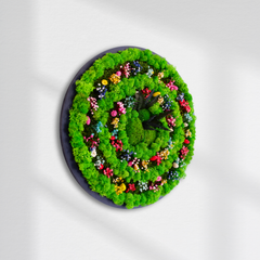 Spiral Form Moss Art – Moss & Kurutulmuş Çiçekli El Yapımı Duvar Dekoru