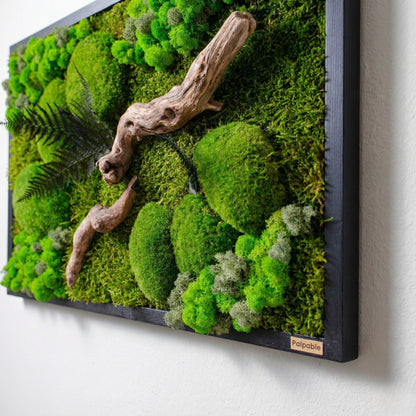 Doğaya Yolculuk — Yosun, liken ve driftwood tablo