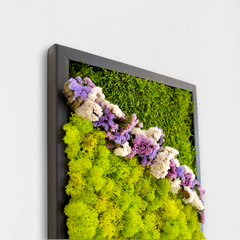 Akış Formu Moss Art – Flat Moss, Reindeer Moss & Kurutulmuş Çiçekli El Yapımı Tasarım