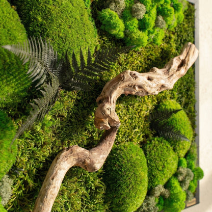 Doğaya Yolculuk — Yosun, liken ve driftwood tablo