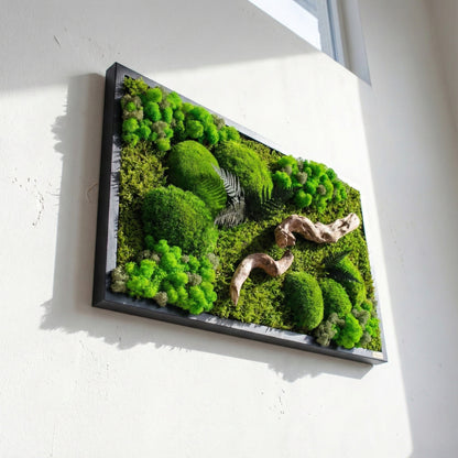 Doğaya Yolculuk — Yosun, liken ve driftwood tablo