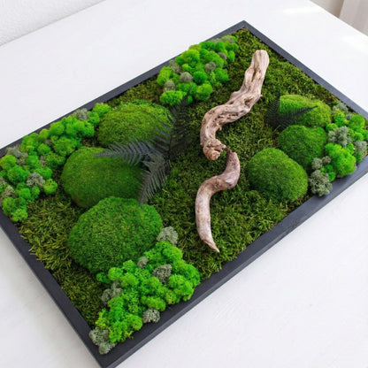 Doğaya Yolculuk — Yosun, liken ve driftwood tablo