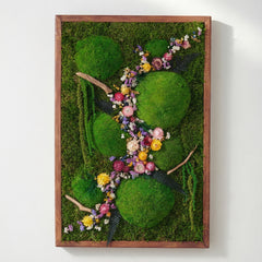 Baharın Renkleri – Moss & Kurutulmuş Çiçeklerle El Yapımı Yosun Tablo
