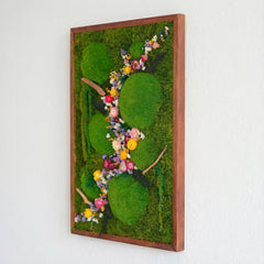 Baharın Renkleri – Moss & Kurutulmuş Çiçeklerle El Yapımı Yosun Tablo