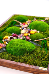 Baharın Renkleri – Moss & Kurutulmuş Çiçeklerle El Yapımı Yosun Tablo