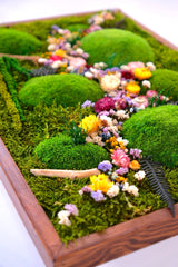 Baharın Renkleri – Moss & Kurutulmuş Çiçeklerle El Yapımı Yosun Tablo