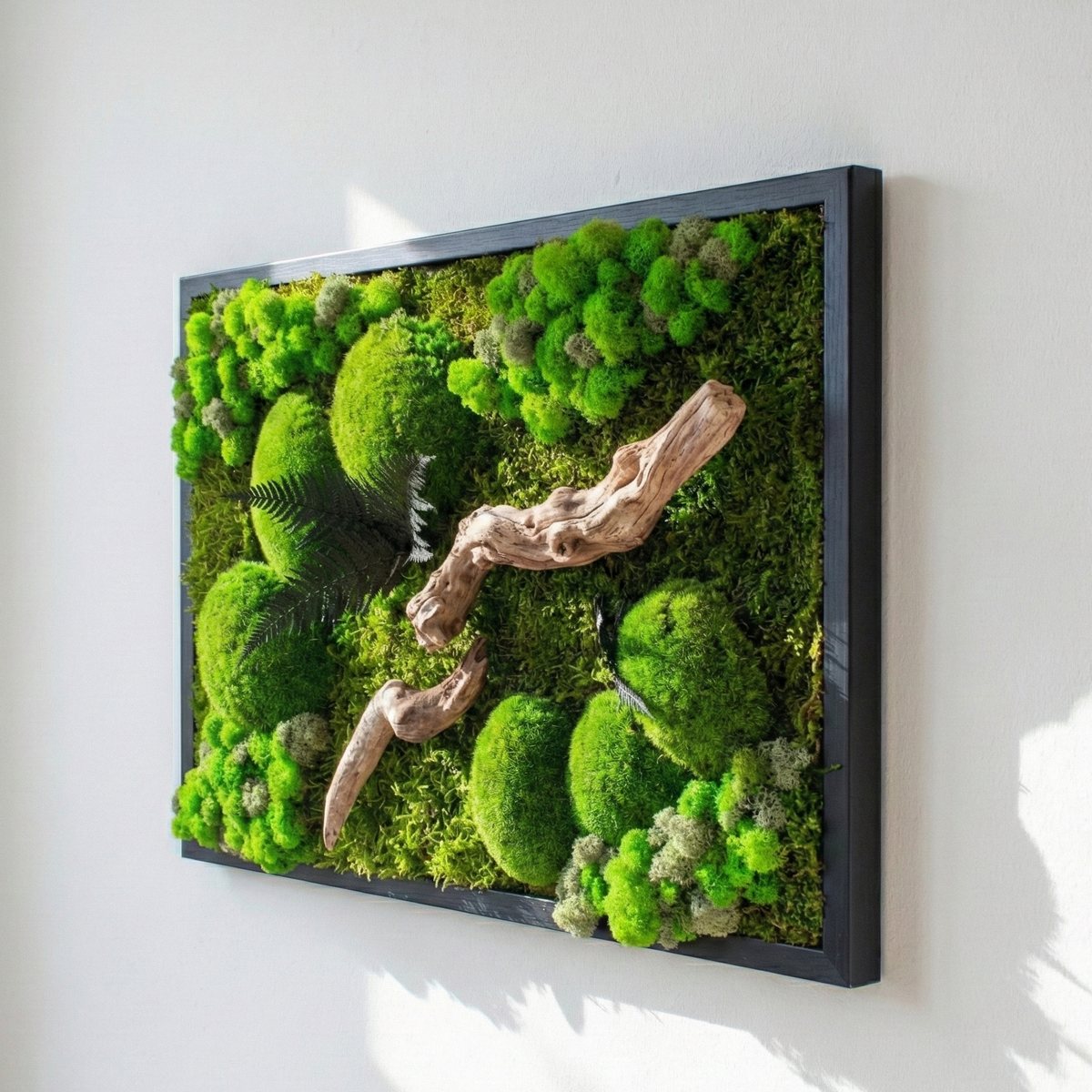 Doğaya Yolculuk — Yosun, liken ve driftwood tablo