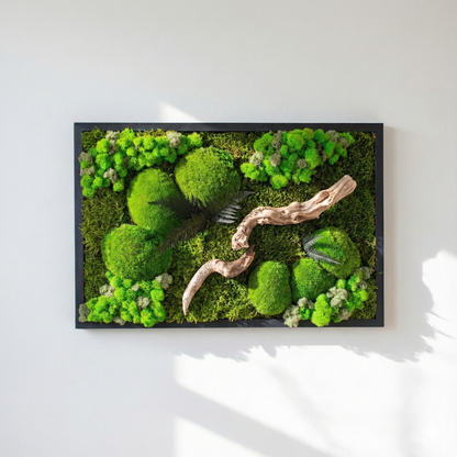 Doğaya Yolculuk — Yosun, liken ve driftwood tablo