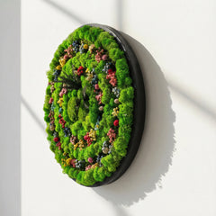 Spiral Form Moss Art – Moss & Kurutulmuş Çiçekli El Yapımı Duvar Dekoru