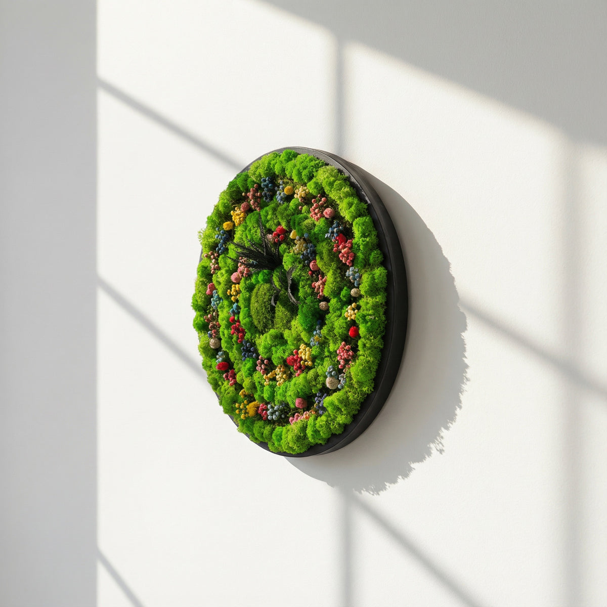 Spiral Form Moss Art – Moss & Kurutulmuş Çiçekli El Yapımı Duvar Dekoru