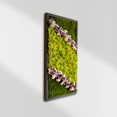 Akış Formu Moss Art – Flat Moss, Reindeer Moss & Kurutulmuş Çiçekli El Yapımı Tasarım