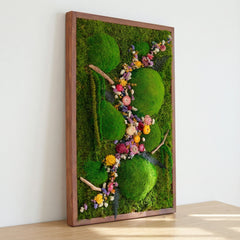 Baharın Renkleri – Moss & Kurutulmuş Çiçeklerle El Yapımı Yosun Tablo